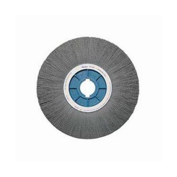Nylox Wheel Brush, Composite, 14 in Brush Dia, 1-1/8 in Face W, 5-1/4 to 2 in Arbor Hole, Crimped/Round Fi 85150 - main